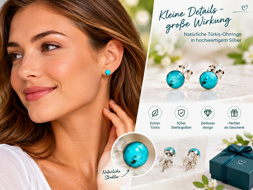 Natürliche türkis ohrstecker - natürliche,