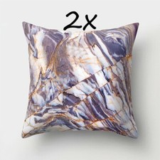 Kissenbezug 45x45 Marmor Abstrakt Blau Creme Lila 2er Set Wohndeko Dekokissen