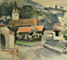 Erich HARTMANN (1886-1974) TOP-Aquarell 1964:  ALGUND BEI MERAN, SÜDTIROL