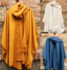 Poncho offen Knöpf Damen blau