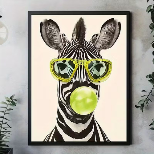Leinwanddruck zebra bubblegum - leinwanddruck,