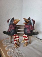 2 lustige Raben Figuren Vögel Schlenkerfiguren Kantenhocker Herbst Winter Deko