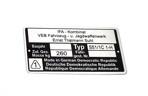 Rahmenplakette typenschild - rahmenplakette,