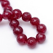 Jade Perlen facettiert 8mm rot 1 Strang rund Perlen Schmuck basteln auffädeln