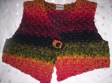 kurze schräge Weste, Häkel-Filz-Optik, wie neu Gr. S