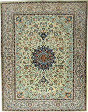 Perserteppich Kashan Kork 384 x 301 cm Orientteppich Top Zustand - Pistaziengrün