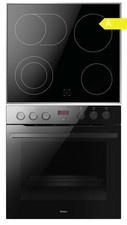 AMICA Einbauherd Set Glaskeramikkochfeld 77L Umluft SteamClean Schwarz 60cm