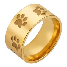 Ring Edelstahl Pfote Herz Katze Hund Tiere Liebe Farbauswahl 10 mm Gold Silber