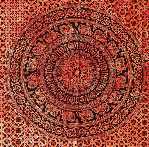 Orange elefant mandala - orange,