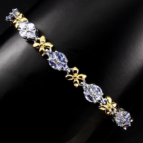Tansanit navette armband 925 - tansanit,
