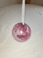 Glas-Deko-Kugel, Rosa-Weiß 