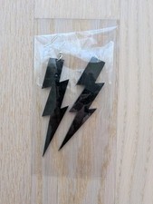 Neu Lange XXL Ohrringe Blitz Schwarz 80er Retro