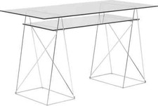 Schreibtisch, Kare-Design aus Metall und Glas;