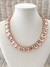 Damenkette Statement Collier Halskette Kurz Blogger Modeschmuck Goldfarben Rose