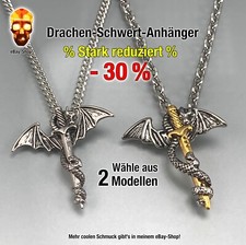 1 Drache Schwert Glücksbringer Anhänger Panzerkette Herren Edelstahl Robin Hobb