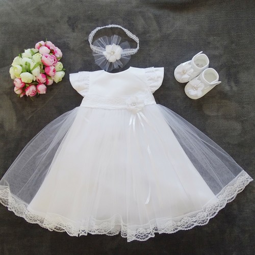 Taufkleid stirnband tüll - +stirnband,