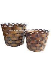 Vintage Emsa Blumentopf Set Korboptik Kunststoff Pflanztopf West Germany