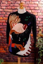 Vintage orig 90er Pulli WOLF AM KLAVIER Pullover Wollmix Angora S M