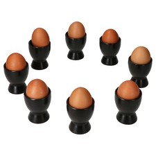 8x Nero Eierbecher schwarz Steingut für 8 Personen Frühstück Brunch Buffet