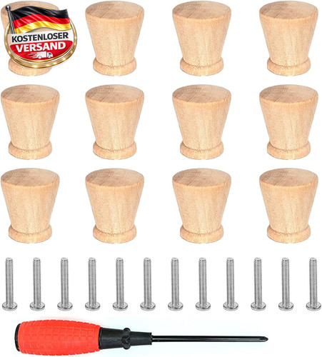Möbelknöpfe holz rund set - rund, 12