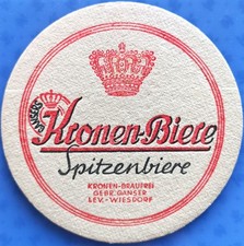 Alter Bierdeckel VK Kronen-Brauerei Gebr. Ganser Leverkusen - Wiesdorf um 1938