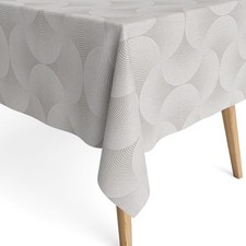 Jacquard Tischdecke beschichtete Baumwolle CINTRA GRIS Kreise abstrakt