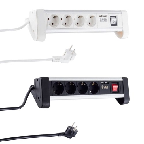 Tischsteckdose fach 2x usb - tischsteckdose, 4-fach