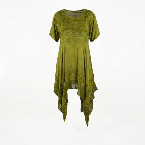 Damen boho kleid olivgrün - kleid,