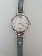 Fossil Damen Uhr Lederarmband Georgia Mini blau