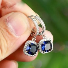 3Kt Kissen Diamant Blau Saphir