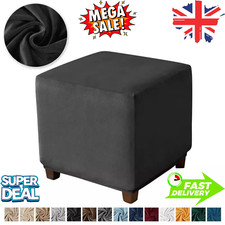 Weicher quadratischer Ottomanenbezug aus Samt - elastischer Schonbezug für Wohnzimmerhocker