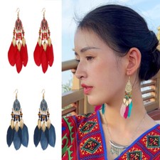 Ethnische Lange Feder-Ohrringe