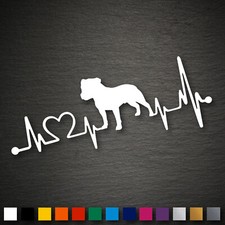 14214 Staffordshire Terrier Herzschlag Aufkleber 177x66mm  Hund Sticker Auto Tun