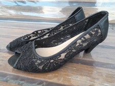 Juliet - schwarze Spitzen gothic Peeptoe Pumps Gr. 38