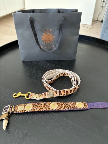 Designer leder hundhalsband - designer, +