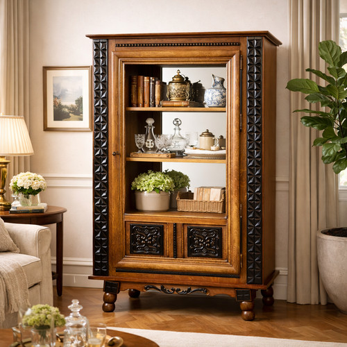 Antike vitrine bücherschrank - vitrine,