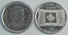 Kanada / Canada 25 Cents Gedenkmünze 2015 50 Jahre Kanadische Flagge KM# 1851.2
