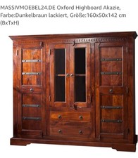 Highboard Kolonialstil Akazie Vollholz 
