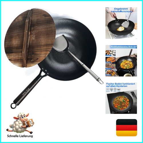 Wok set 32cm kohlenstoffstahl - 32cm,