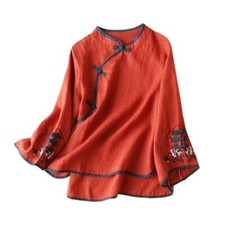 Damen Bestickt Hemd Chinesisch