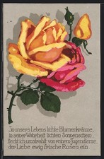 Ansichtskarte Rosafarbene und gelbe Rose 