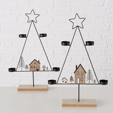 Teelichthalter Homewood Metall Holz schwarz natur Weihnachtsbaum 50cm Motivwahl