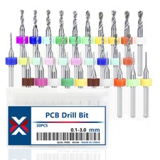 30x Micro PCB VHM Bohrer 1/8" Schaft 0,1-3mm für Dremel Bohrer Gravierbohrer Bit