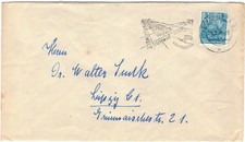 DDR Mi.-Nr. 453 EF Ortsbrief, Maschinenst. Leipzig, Deutsche Lufthansa, 29.9.56