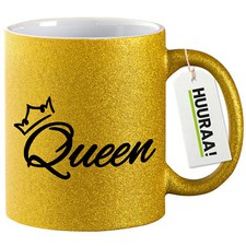Glitzer-Kaffeetasse Queen Krone Geschenkidee Souvenir Präsent Wichtelgeschenk Mi