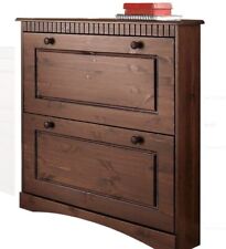 Schuhschrank Massiv Kiefer mit 2 Klappen Schrank   NEU