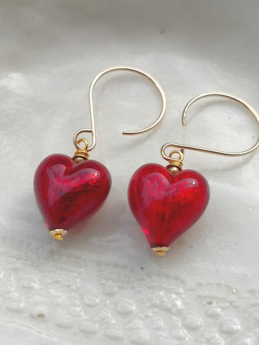 Rote murano glas herz - rote,
