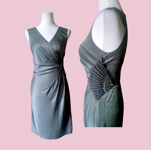 Silbernes seide abendkleid - silbernes,