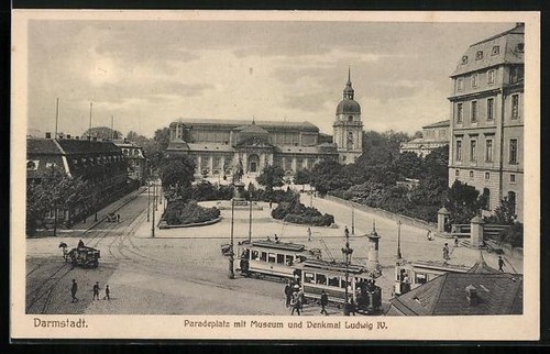 Darmstadt paradeplatz mit - ak, darmstadt,