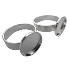2 Stück 925 Sterling Silber Ring Rohling 12mm Fassung zur Schmuckherstellung